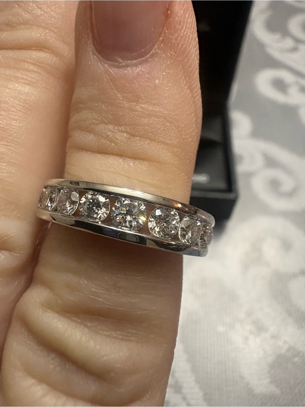 Sterling silver 2 carat channel set Eternity Ring with Clear Stones